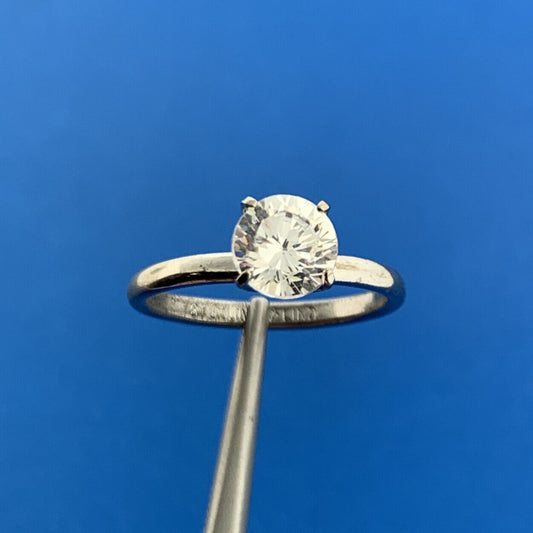 Designer LIND Sterling Silver White Amethyst Solitaire February Occasion Ring