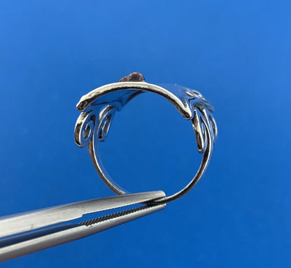 Designer AS Israel Sterling Silver 925 Cabochon Garnet Finger Ring Size 6.25