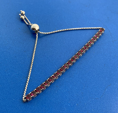 Designer BBJ 925 Sterling Silver Pink Tourmaline Lariat Style Tennis Bracelet