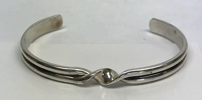 Vintage Sterling Silver 925 Modernist Twist Open Cuff Bracelet