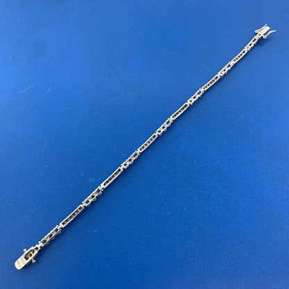 Designer 925 Sterling Silver Blue Topaz Cubic Zirconia Accented Tennis Bracelet