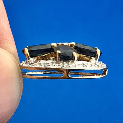 14k Yellow White Gold Oval Sapphire Diamond Enhancer Pendant