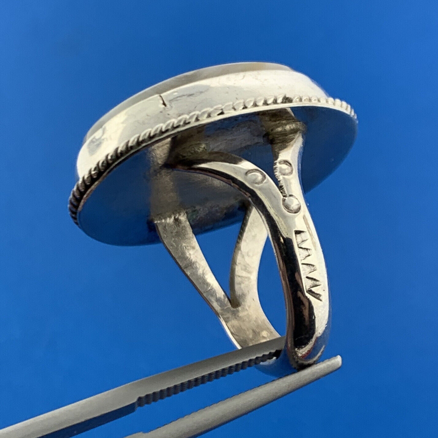 Artisan Sterling Silver 925 Oval Laguna Lace Agate Statement Fashion Ring