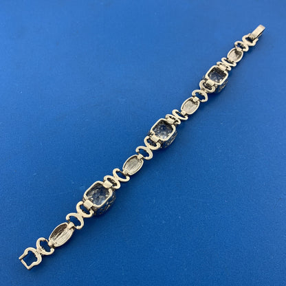 925 Sterling Silver Rectangle White Quartz Statement Tennis Bracelet