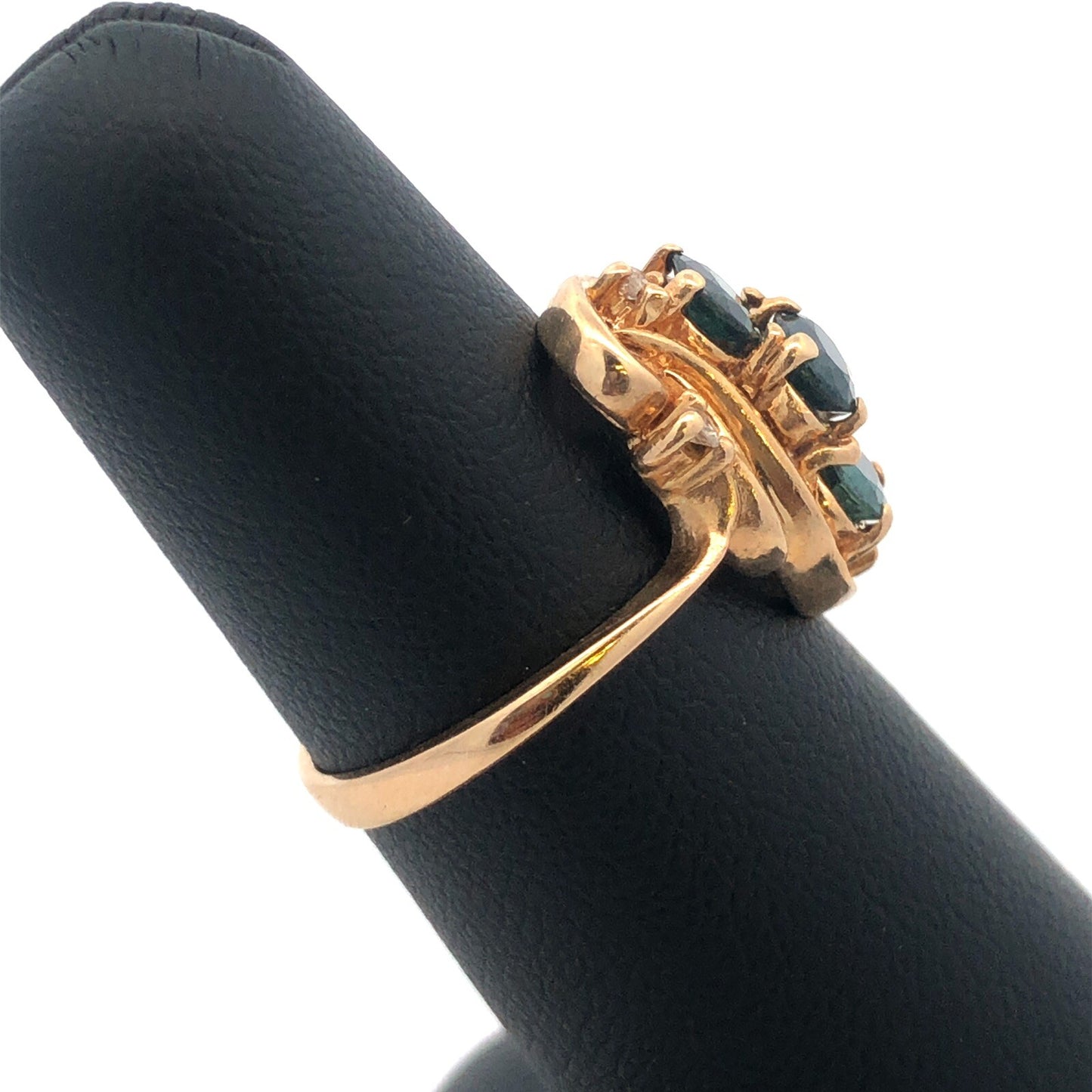 Vintage 14K Yellow Gold Sapphire Diamond Anniversary Birthstone Cocktail Ring
