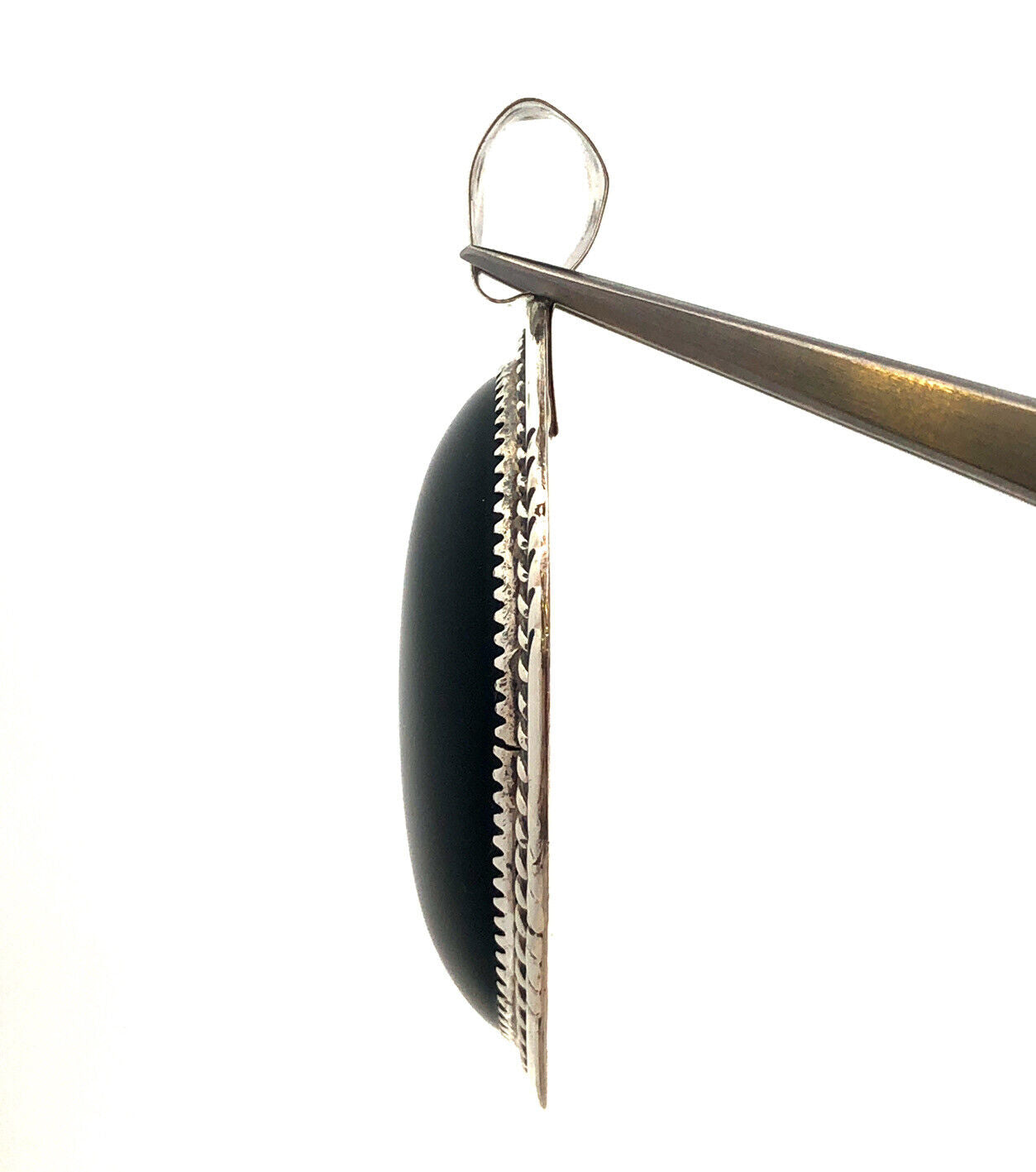 Native American 925 Sterling Silver Black Onyx Storyteller Statement Pendant