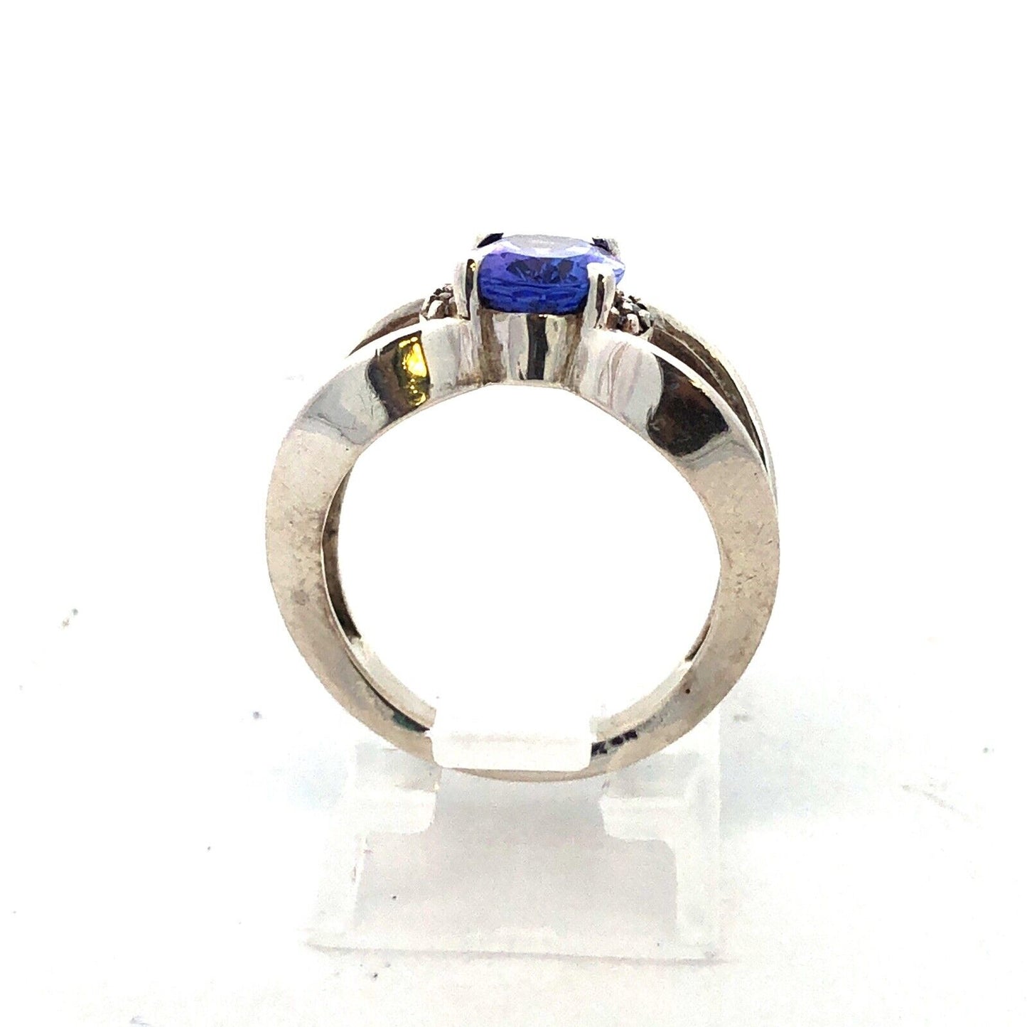 Sophia Fiori 925 Sterling Silver Oval Tanzanite Diamond Accents Split Shank Ring