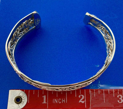 Vintage Taxco Mexico 925 Sterling Silver Open Basket Weave Wide Cuff Bracelet