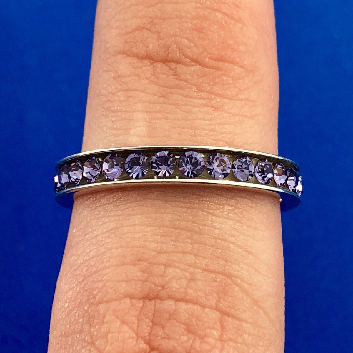 Sensational Designer 925 Sterling Silver Amethyst February Anniversary Band Ring