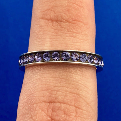 Sensational Designer 925 Sterling Silver Amethyst February Anniversary Band Ring