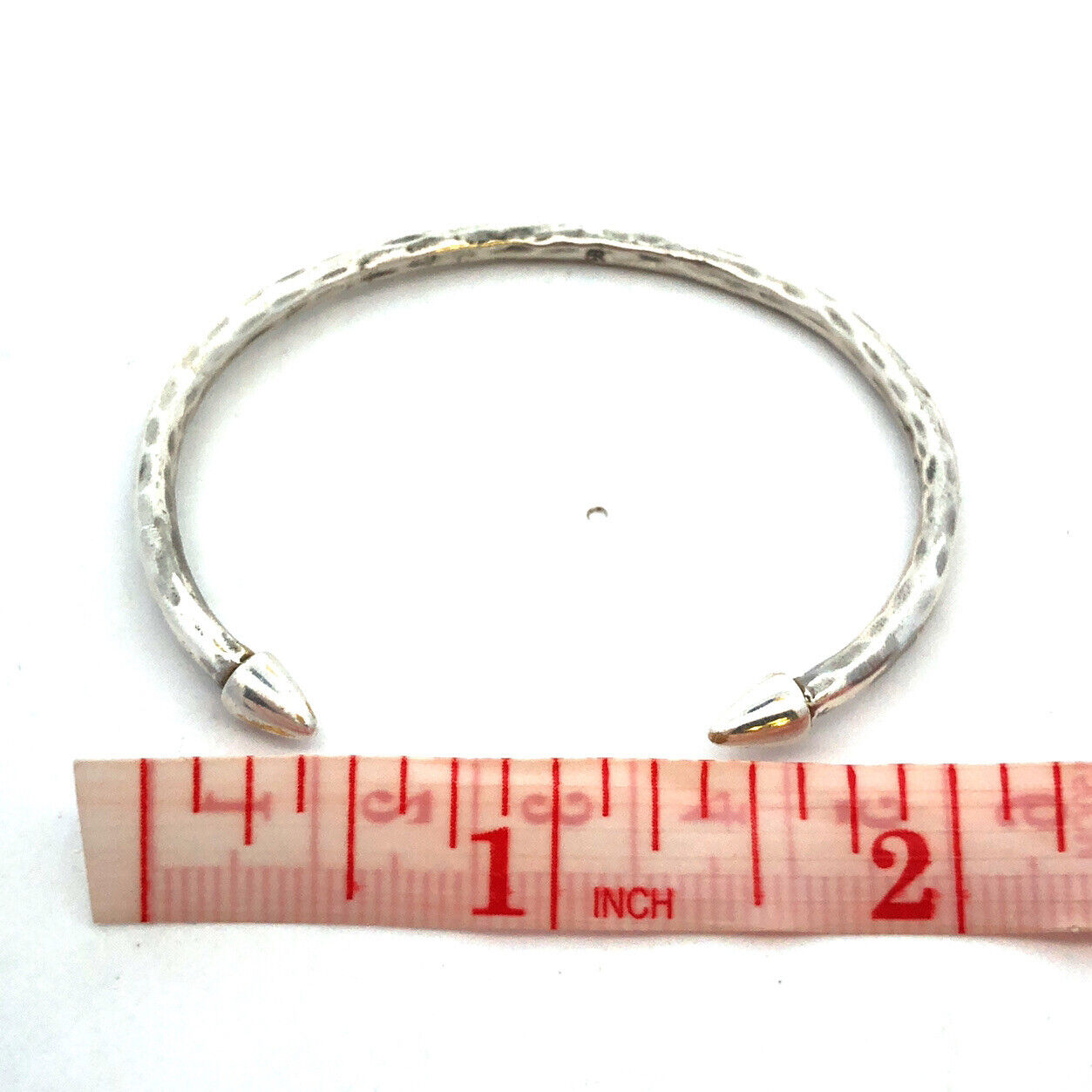 Vintage Artisan Designer Silver Plate Hammered Open Bangle Cuff Bracelet