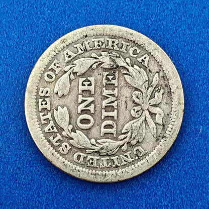 1857 P Seated Liberty Silver Dime 10c Better Key Philadelphia Mint Coin