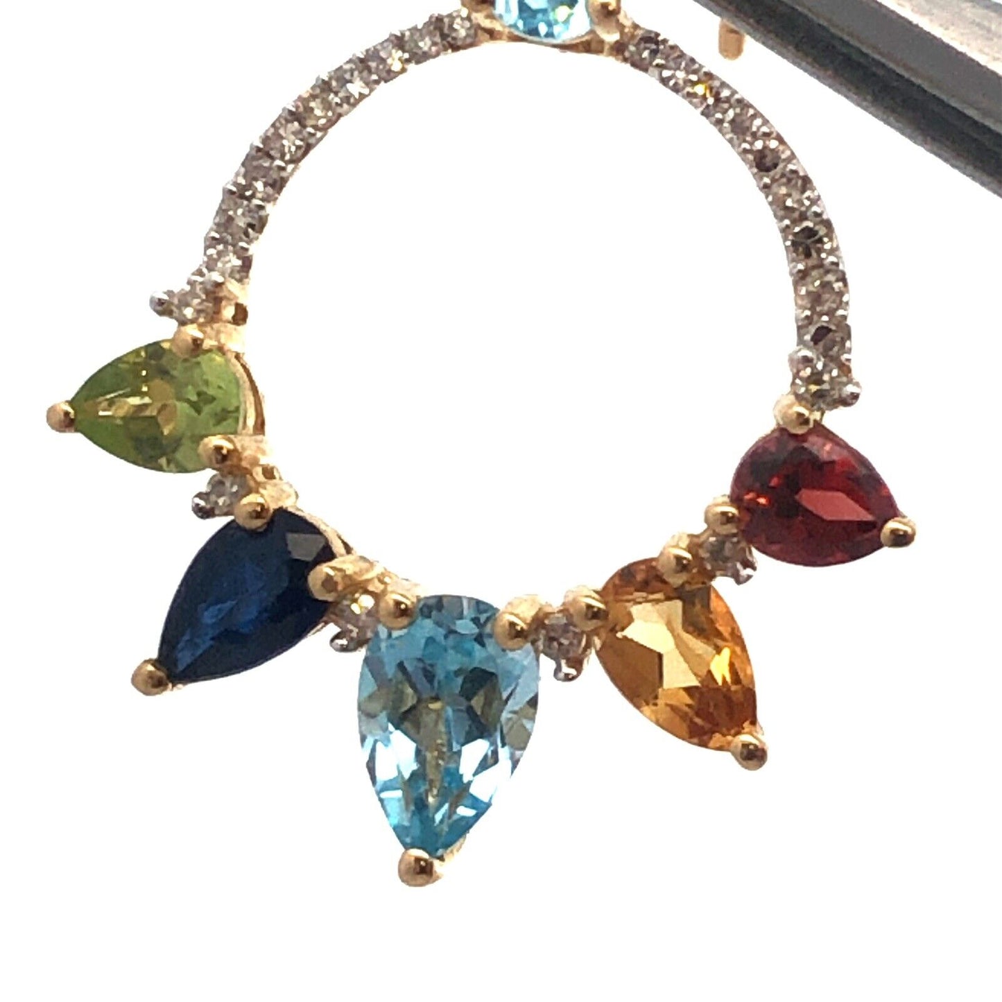 Designer 14K Yellow Gold Diamond Multi Gemstone Statement Dangle Drop Earrings