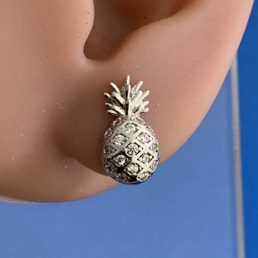 Designer YGI 925 Sterling Silver Cubic Zirconia CZ Pineapple Stud Earrings