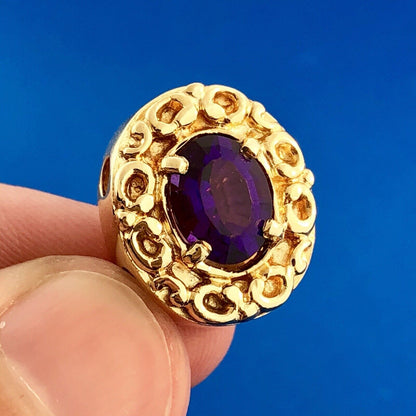 14k Yellow Gold Slide Amethyst Slide Charm Pendant