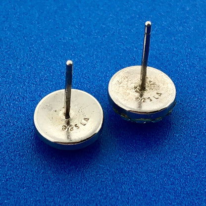 Designer 925 Sterling Silver Aqua Cubic Zirconia CZ Circle Stud Earrings