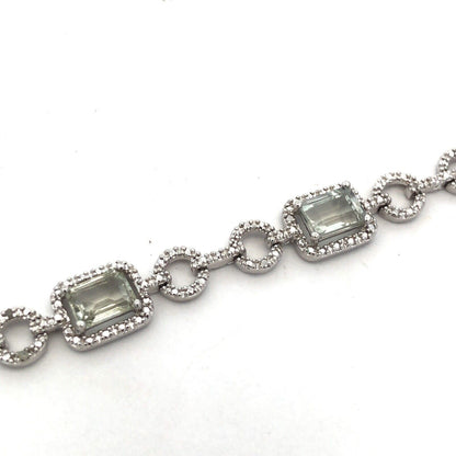 925 Sterling Silver Designer DBJ Emerald White Amethyst Diamond Tennis Bracelet