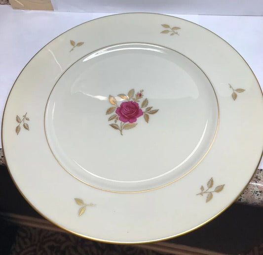 Lenox China Rhodora Pattern Rose Design Gold Linen 10-3/8" Dinner Plate