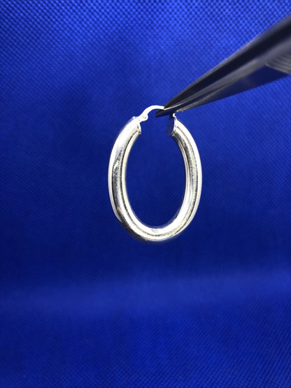 Designer Italy 925 Sterling Silver Large Polished Tubular Oval Hoop Earrings