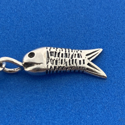 Estate 925 Sterling Silver Twelve Fish Religious Icon Statement Toggle Bracelet