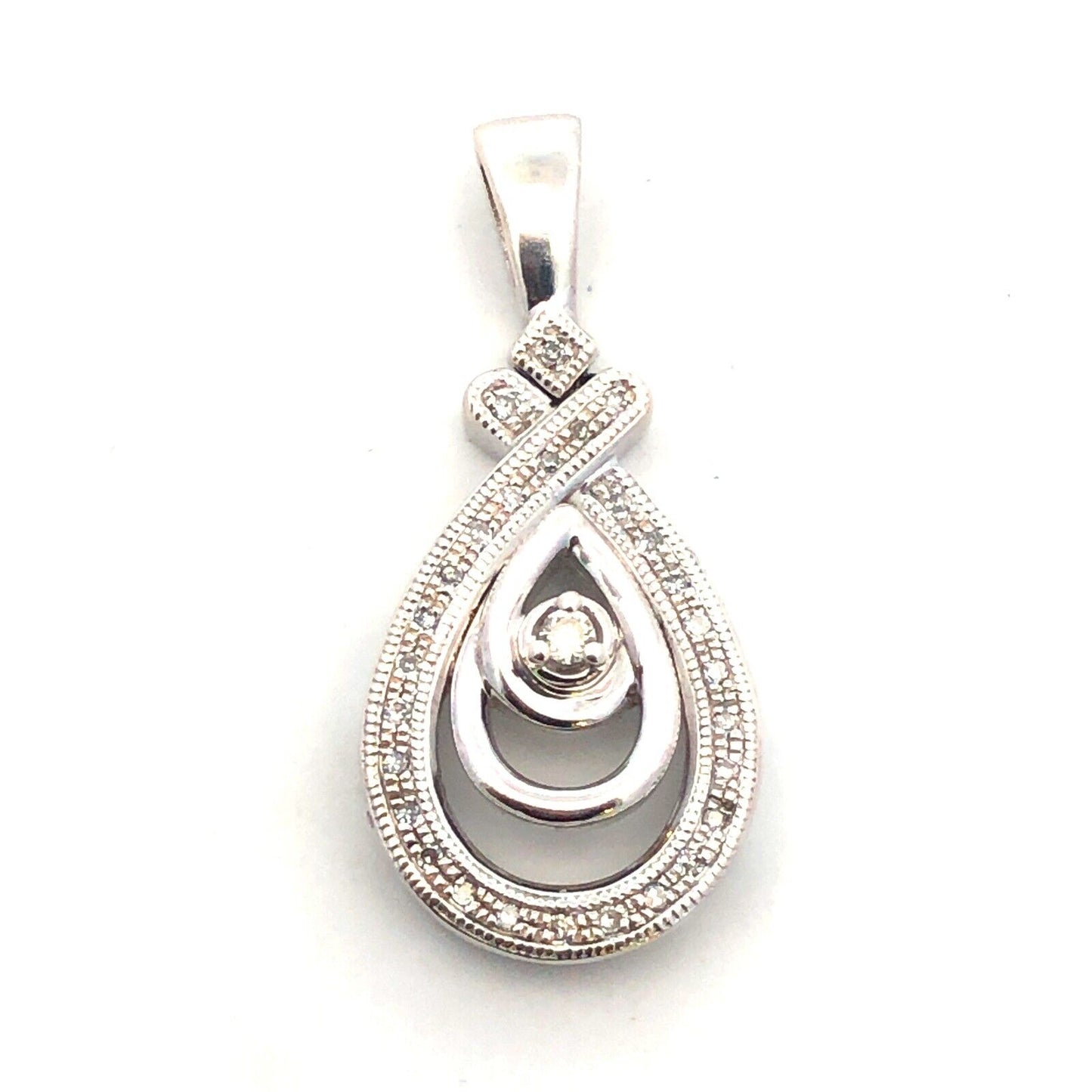 Designer KSJ 925 Sterling Silver Round Diamond Oval Occasion Anniversary Pendant