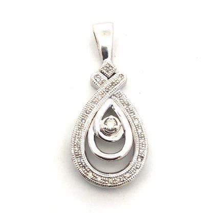 Designer KSJ 925 Sterling Silver Round Diamond Oval Occasion Anniversary Pendant