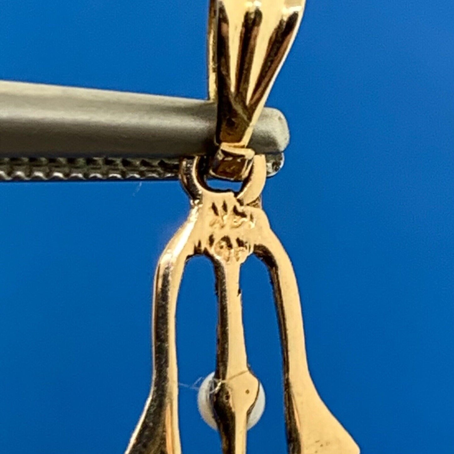 Antique 14K Yellow Gold Sapphire Pearl Scroll Statement Pendant