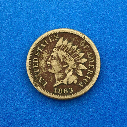 1863 P 1 Cent Indian Head Cent with Shield Better Key Date Copper-Nickel Coin