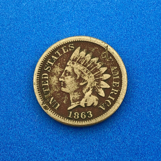1863 P 1 Cent Indian Head Cent with Shield Better Key Date Copper-Nickel Coin