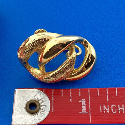 Vintage Designer Signed Napier Gold Tone Knotted Fashion Screw Back Earrings