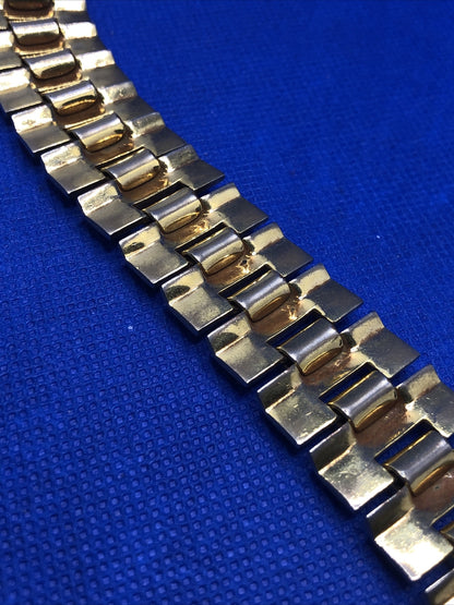 Mid Century Trifari Gold Tone Modernist Accordion Link Chunky Statement Bracelet