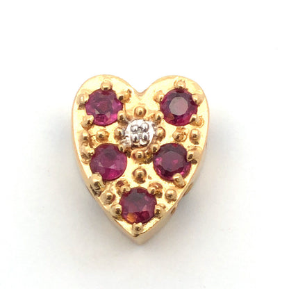 Richard Klein KLJCI 14K Yellow Gold Ruby Diamond Heart Slide Bracelet Charm