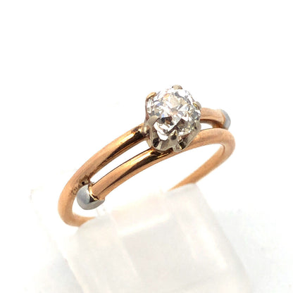 Vintage 18k Yellow Gold European Cut Diamond Ring Carat Size 6