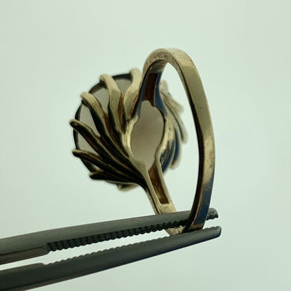 Retro 10K Yellow Gold Smoky Quartz Solitaire Statement Cocktail Ring