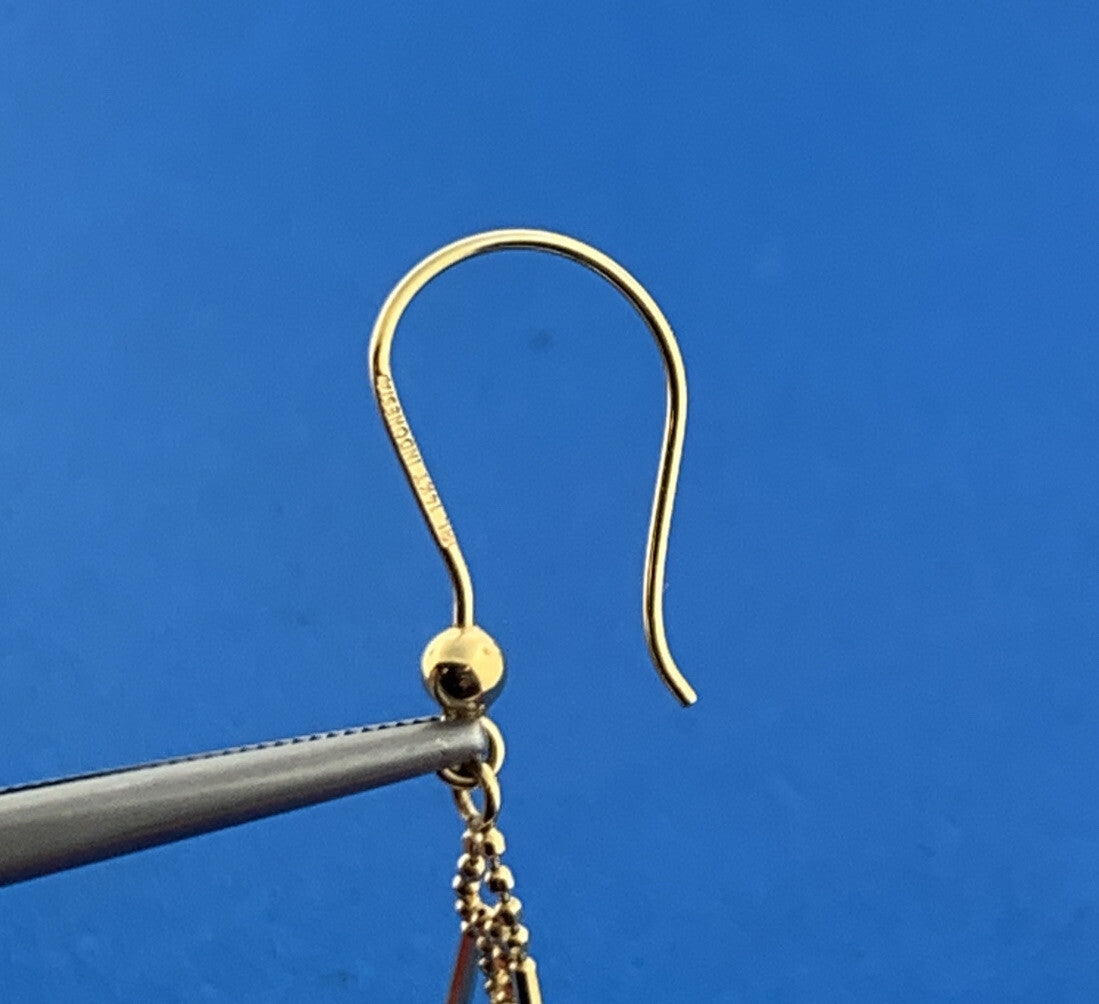 Designer JKL 14K Yellow Gold Bead & Ball Chainmail Dangle Drop Hook Earrings