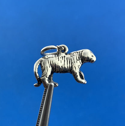 Estate 925 Sterling Silver Tiger Mascot Animal Bracelet Pendant Charm