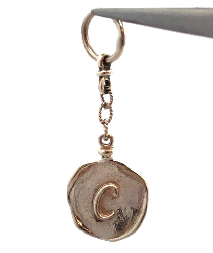Vintage Waxing Poetic 925 Sterling Silver Initial Letter C Wax Stamp Charm