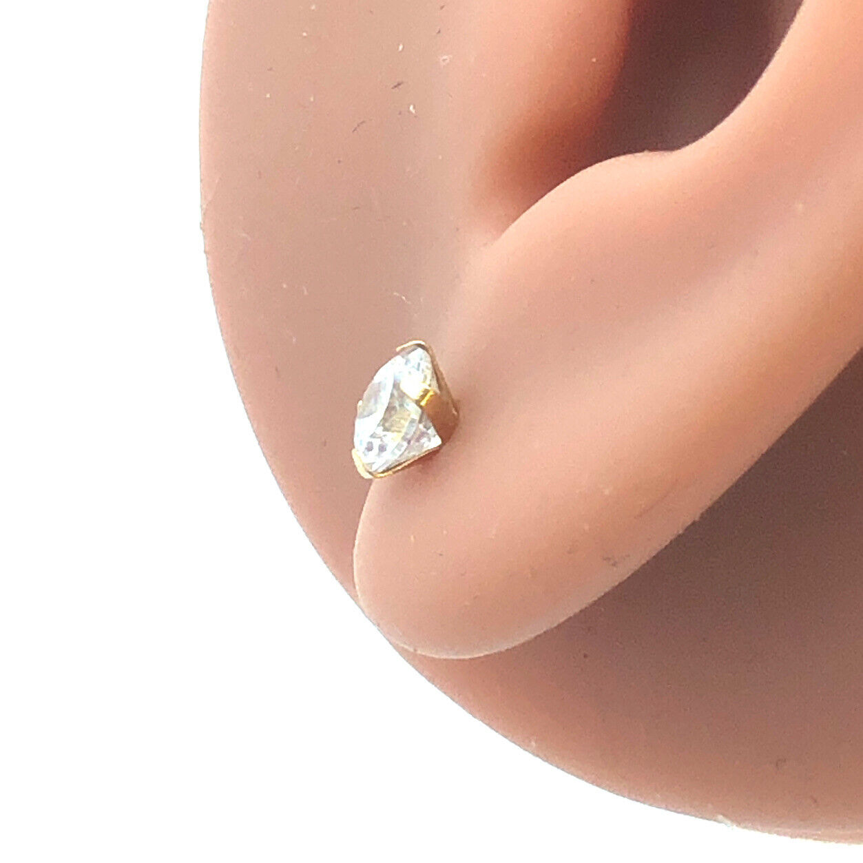 Designer 14K Yellow Gold Round Cubic Zirconia CZ Classic Stud Earrings