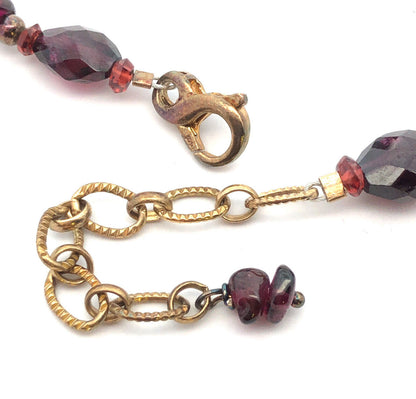 Vintage 925 Sterling Silver Gold Vermeil Amethyst Beaded Garnet Necklace