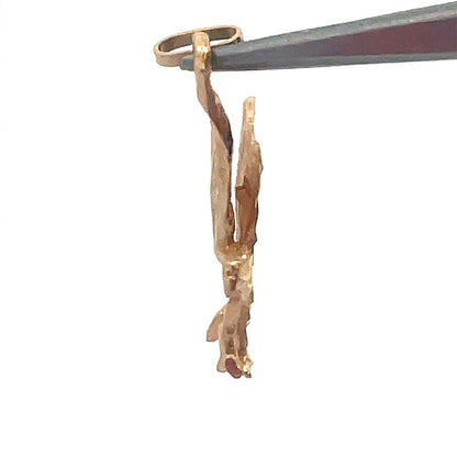 Designer 14K Yellow Gold Flying Eagle United States Patriotic Charm Pendant