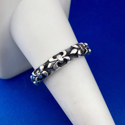 Sterling Silver 925 Fleur De Lis Intaglio Style New Orleans Cigar Band Ring