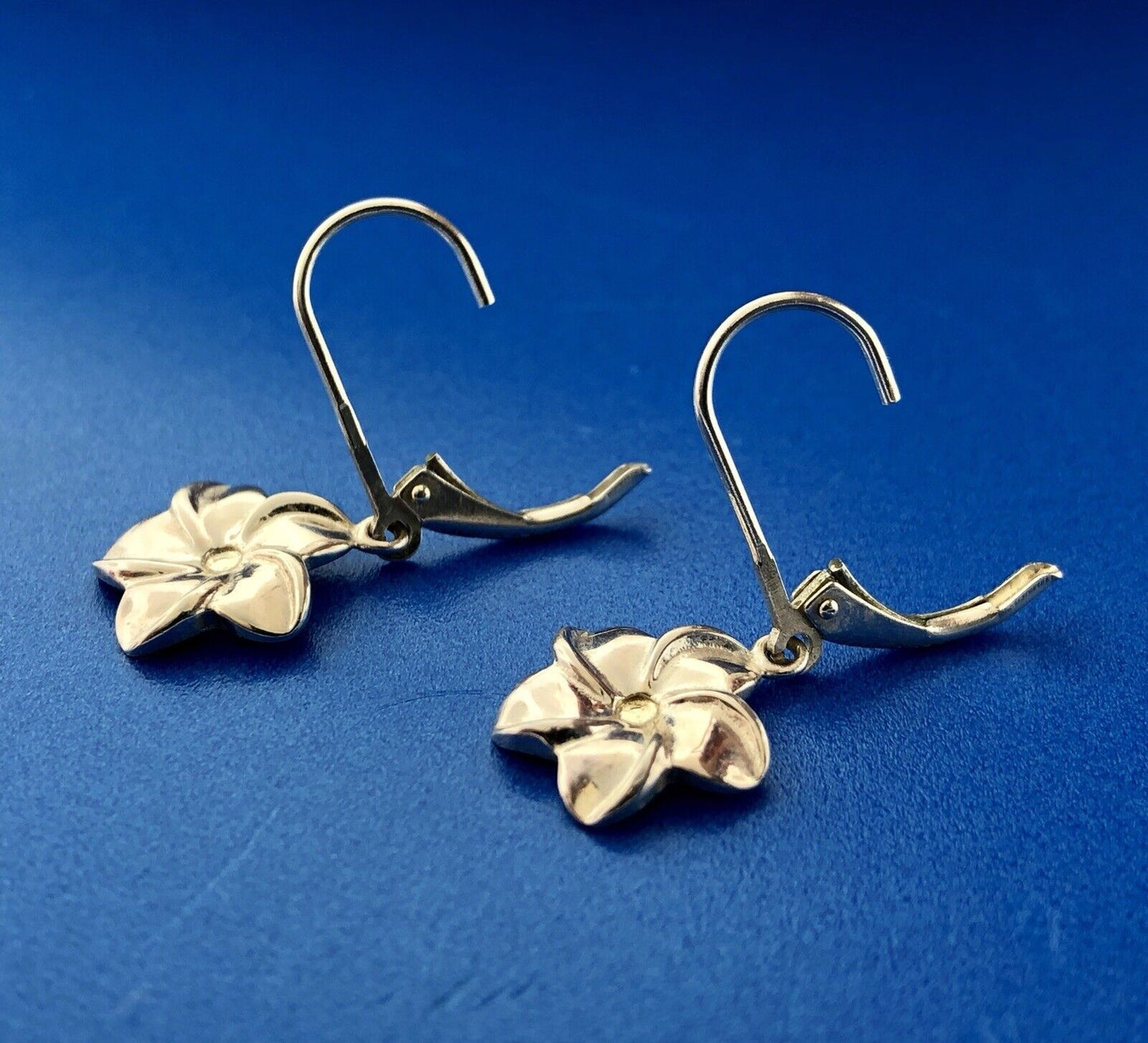 Jacmel Mauritius JCM Sterling Silver Flower Peony Plumeria Drop Dangle Earrings