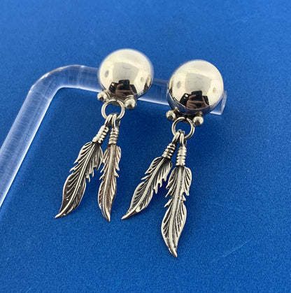Stunning Sterling Silver 925 Circle Eagle Bird Feathers Stud Dangle Earrings