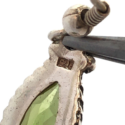 Designer 925 Sterling Silver Peridot Bead 5 Circle Drop Dangle Stud Earrings