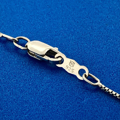 Designer STS 925 Sterling Silver 19" Box Chain Round Cubic Zirconia CZ Necklace