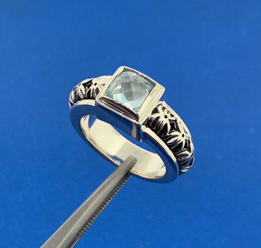 Michael Dawkins Sky Blue Topaz Russian Pattern Sterling Silver 925 Ring QVC
