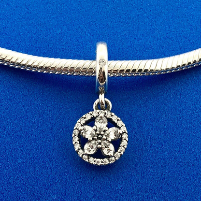 PANDORA Sterling Silver Snake Adjustable Bracelet With Sparkling Snowflake Charm
