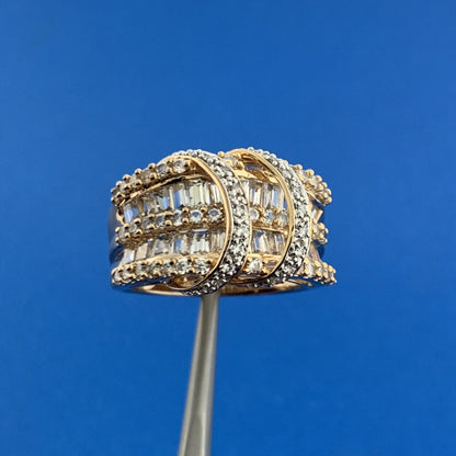 Designer MEDA Sterling Silver Vermeil Cubic Zirconia CZ Modernist Band Ring