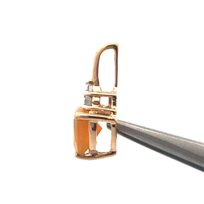 Designer TGGC 10K Yellow Gold Trillion Mexican Opal White Topaz Petite Pendant