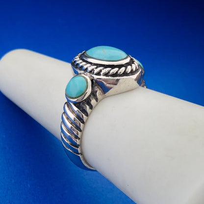 Designer 925 Sterling Silver Turquoise Cabochon Balinese Style Ring